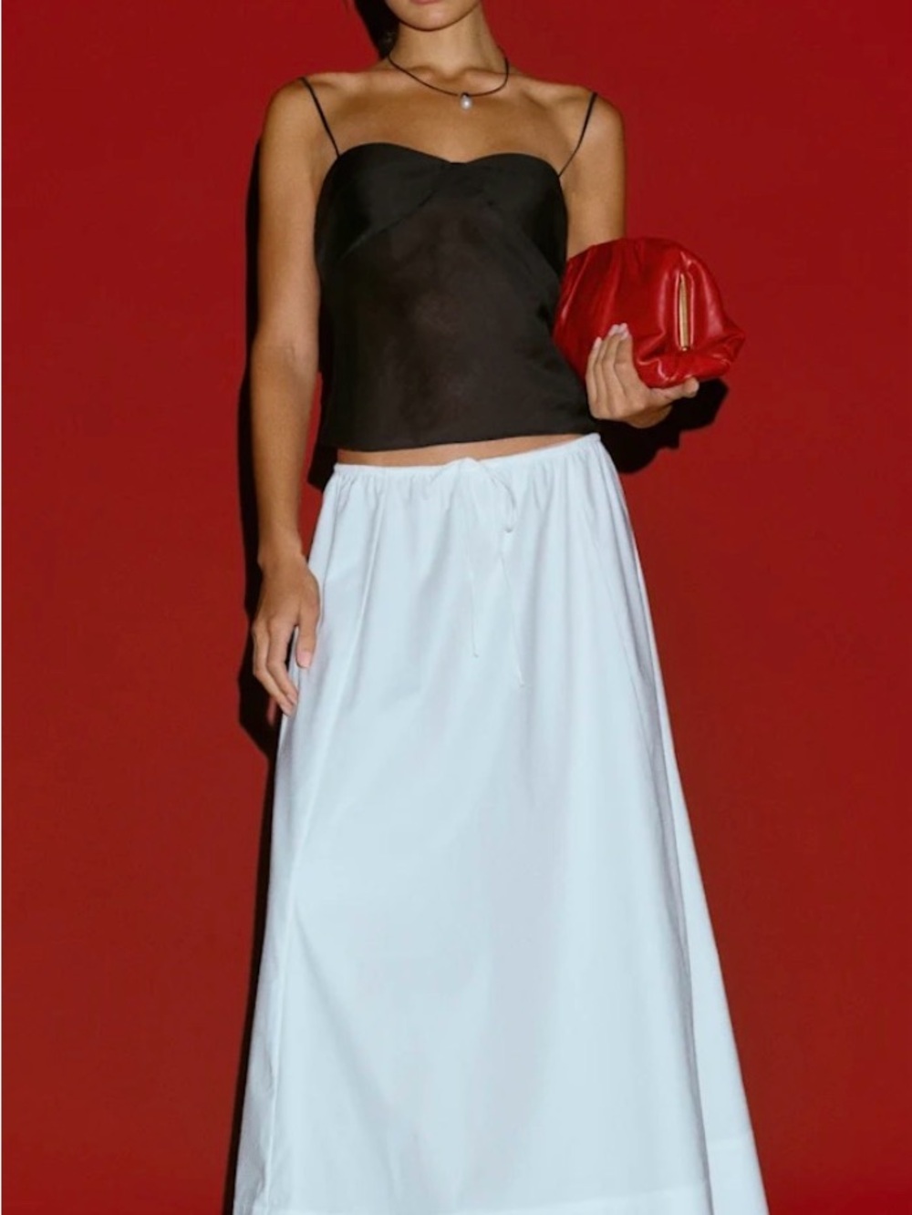 Reformation White Maxi Skirt with Elastic Waist